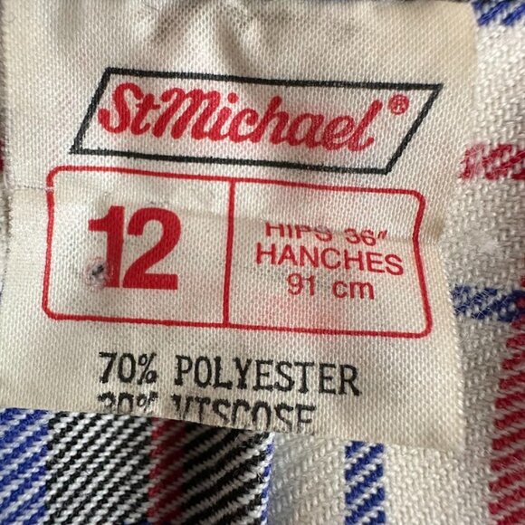 Vintage St. Michael Plaid Wrap Skirt | Size 12 | Polyester Viscose Blend - Picture 3 of 5